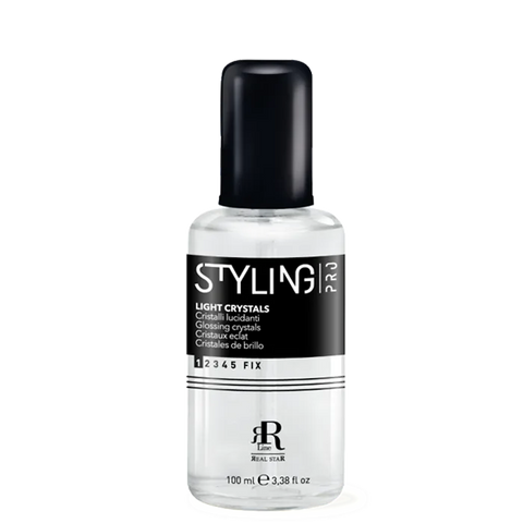 The RR Line Pro Styling Light Crystals are a lightweight professional finishing serum that seals the hair cuticle and amplifies natural shine.